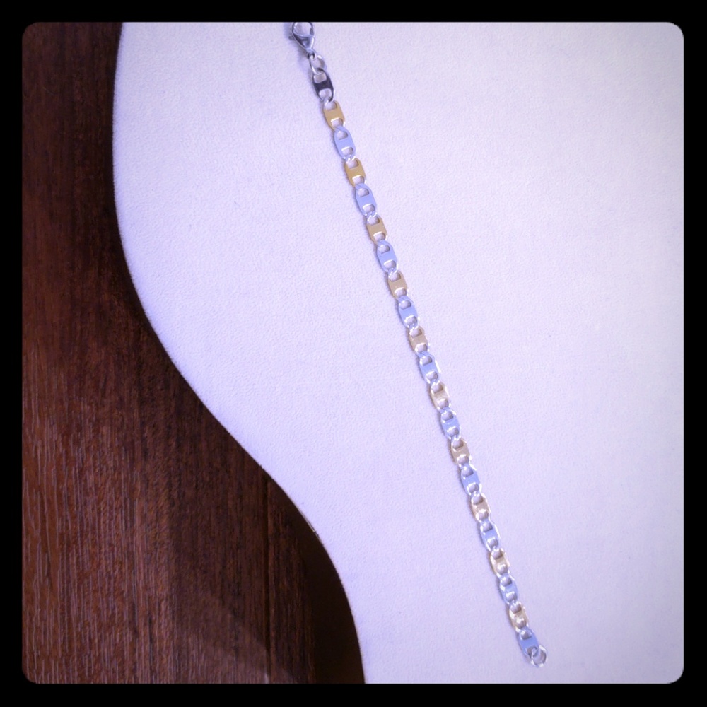 Stainless Steel   8.5" Two Tone Dressy Bracelet
